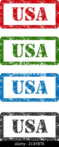 usa set rubber stamp isolated on background. Stock Vector