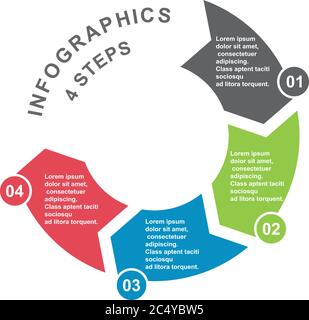 4 step vector element in four colors with labels, infographic diagram. Business concept of 4 steps or options with . Stock Vector