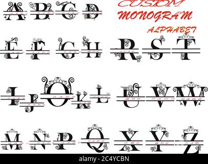 Floral ornate alphabet. Decorative letters. monogram. VECTOR. Stock Vector