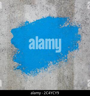 Blue Color Painted on Cement Wall with Copy Space for Yours Design extreme closeup Stock Photo