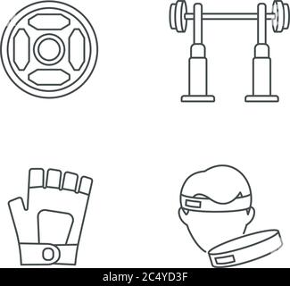 Weightlifting linear icons set Stock Vector