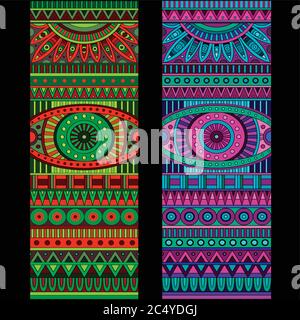 Abstract vector tribal ethnic background set Stock Vector