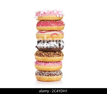 Stack of donuts isolated on white background Stock Photo