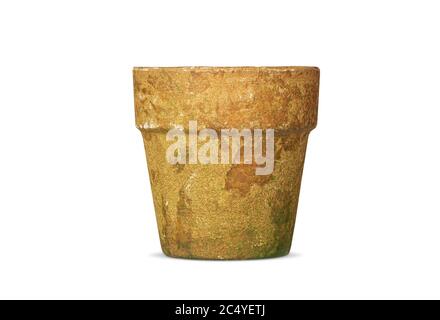 Old clay pot isolated on white background with clipping path Stock Photo