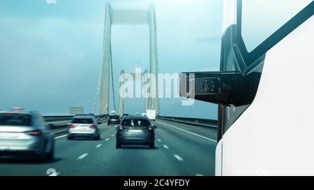 Truck rear view camera. All-round visibility Stock Photo