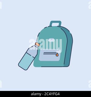 Sport backpack semi flat RGB color vector illustration Stock Vector