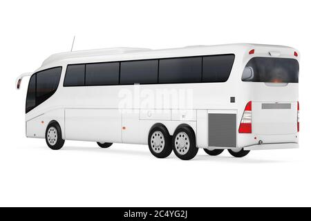 Big White Coach Tour Bus with Blank Surface for Yours Design on a white background. 3d Rendering Stock Photo