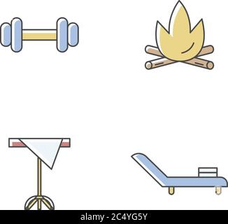 Hotel service RGB color icons set Stock Vector