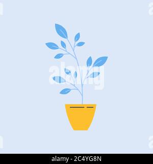 Yellow flowerpot semi flat RGB color vector illustration Stock Vector