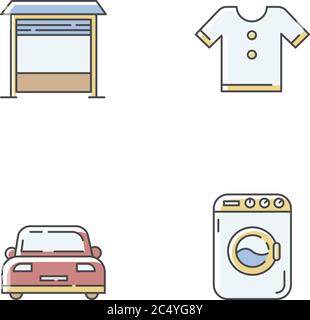 Household RGB color icons set Stock Vector