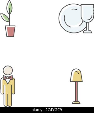 Restaurant RGB color icons set Stock Vector