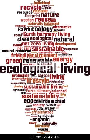 Ecological living word cloud concept. Collage made of words about ecological living. Vector illustration Stock Vector