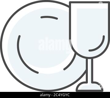 Tableware RGB color icon Stock Vector