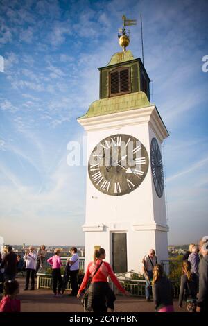 Clock tower in Petrovaradin fortress, Novi Sad, Serbia Stock Photo