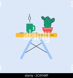 Decorative table semi flat RGB color vector illustration Stock Vector