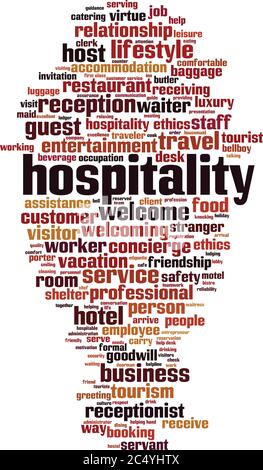 Hospitality word cloud concept. Collage made of words about hospitality. Vector illustration Stock Vector