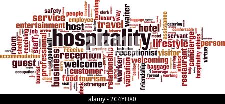 Hospitality word cloud concept. Collage made of words about hospitality. Vector illustration Stock Vector