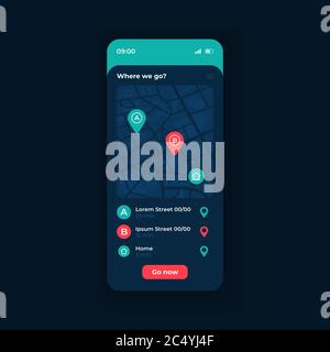 City transport navigation app smartphone interface vector template Stock Vector