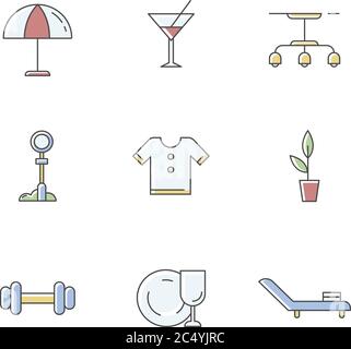 Lifestyle RGB color icons set Stock Vector