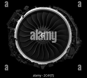 Isolated close up of a turbofan jet engine Stock Photo - Alamy