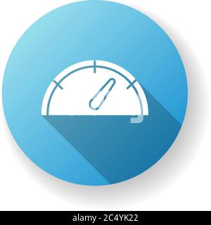 Speedometer blue flat design long shadow glyph icon Stock Vector