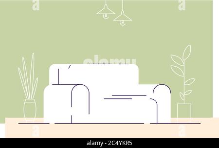 Living room semi flat vector illustration Stock Vector