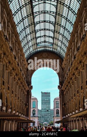 Milan, Italy 29.06.29: Famous Galleria Vittorio Emanuele II in a beautiful summer day in Milan Stock Photo