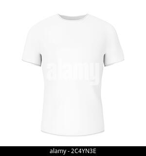 Closeup White Blank T-Shirt with Empty Space for Yours Design on a white background. 3d Rendering Stock Photo
