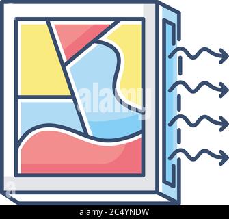 Picture frame air conditioner RGB color icon Stock Vector