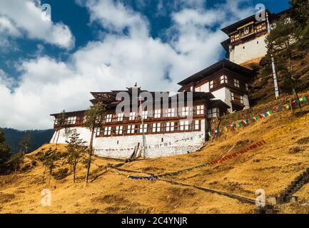 Chagri Cheri Dorjeden Monastery, Buddhist monastery near capital Thimphu in Bhutan, Himalayas. Stock Photo