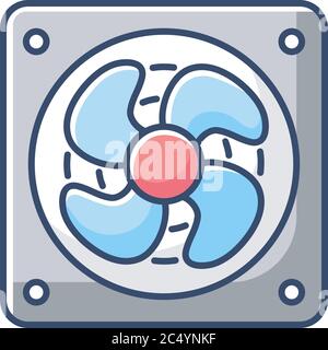 Computer cooler RGB color icon Stock Vector
