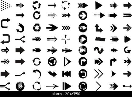 Direction arrows, Arrows big set icons vector collection. Modern simple arrows. Vector illustration Stock Vector