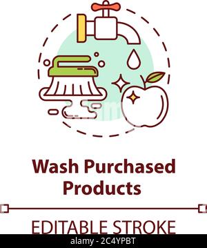 Wash purchased products concept icon Stock Vector