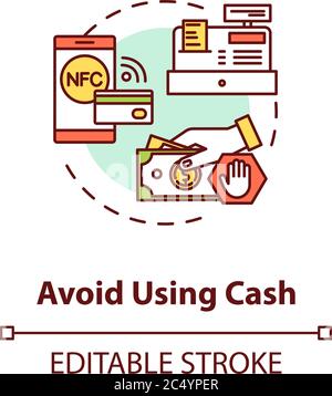 Avoid using cash concept icon Stock Vector