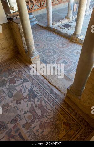 The Villa Romana del Casale is a Roman villa built in the first quarter of the 4th century and contains the richest, largest and most complex collecti Stock Photo