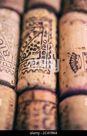 Still life close-up of wine corks Stock Photo