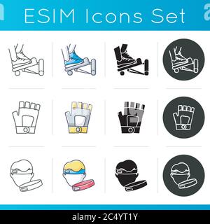 Home gym equipment icons set Stock Vector