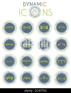 Bridges dynamic icons Stock Vector