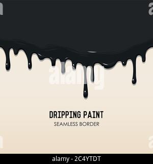 Dripping paint seamless border Stock Vector