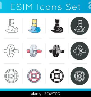Fitness equipment icons set Stock Vector