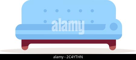 Blue couch semi flat RGB color vector illustration Stock Vector