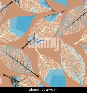 Skeletonized leaves seamless Stock Vector