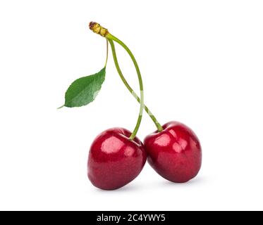 Two red cherries Stock Photo