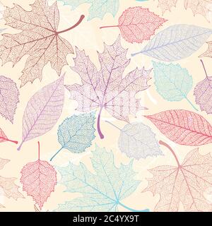 Skeleton leaves seamless Stock Vector