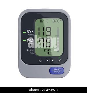 Digital Blood Pressure Monitor on a white background. 3d Rendering. Stock Photo
