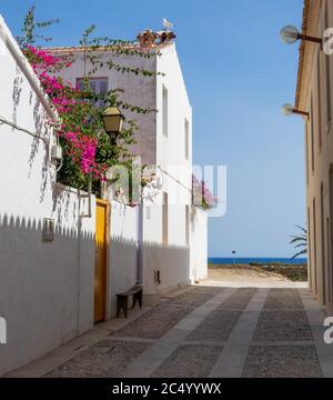 Streets of Island of Tabarca in province of Alicante,  Spain. Stock Photo