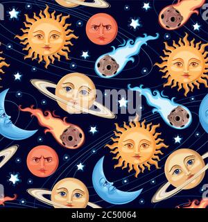 Seamless space objects Stock Vector