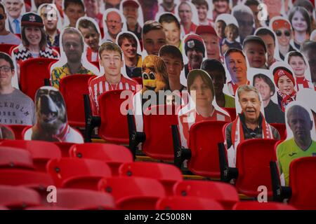 London, UK. 29th June, 2020. Cardboard cut out spectators during the Sky Bet League 2 PLAY-OFF Final match between Exeter City and Northampton Town at Wembley Stadium, London, England on 29 June 2020. Photo by Andy Rowland. Credit: PRiME Media Images/Alamy Live News Stock Photo