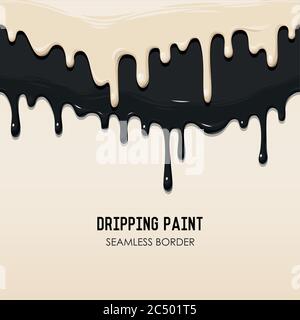 Dripping paint seamless border Stock Vector