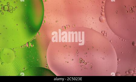 Fantastic structure of colorful oil bubbles. Chaotic motion. Abstract colorful paint. Top view. Movement of bubbles in the liquid. Water surface multicolored background. Macro. Pattern, design Stock Photo